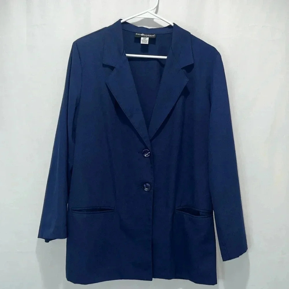 Imperfect vintage blazer women’s size 12p Sag Harbor‎ lightweight blazer pockets